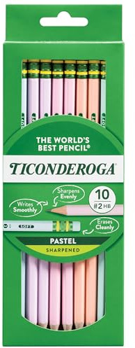 Ticonderoga® Pastel Pencils, 2 Soft, Assorted Colors, Pack Of 10 Pencils