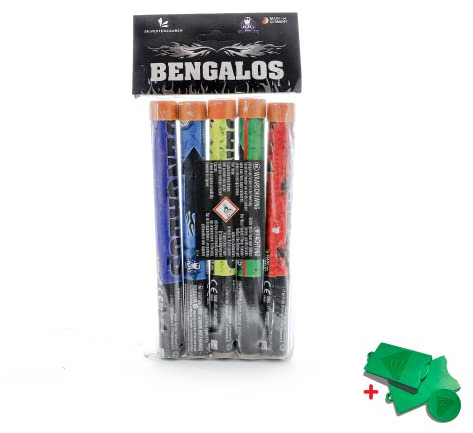 AKTIVHANDEL Bengalfeuer Bengalos 10-teiliges Set in rot, gelb, blau, grün, lila, Kat F1 Feuerwerk inkl. Einkaufswagenchip
