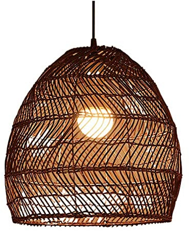 CSSYKV Modern Taklampa, E27 Rotting Taklampa, Handvävd Lampskärm Hängande Ljus, Retro Dekorativ Ljuskrona DIY Flätad Lampa Med Justerbar Sladd För Restaurang Vardagsrum Kaffegård