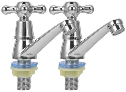 HEMOTON 1 Pair Faucet Bathroom Taps Cold Water Tap Basin Water Taps Bathroom Sink Hot Water Fall Zinc Alloy Hot and Cold