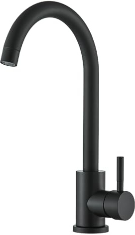 Cesinkin Robinet Cuisine Noir Mitigeur Cuisine Pivotant à 360° Col de Cygne Robinetterie de Cuisine Monocommande Robinet Evier de Cuisine Froide et Chaud