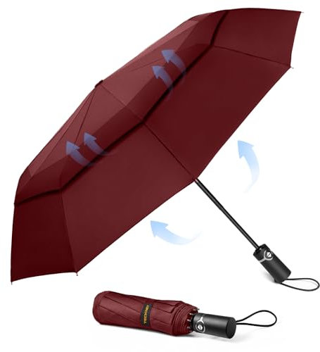 TECKNET Regenschirm Sturmfest für Regen, Automatik Groß Taschenschirm mit 10 Rippen, 104 cm Windsicher Schirm, Faltbar Kompakte Reise Golf Umbrella für Herren und Damen