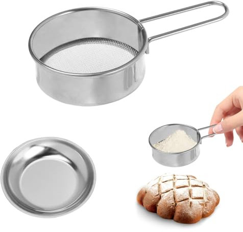 Zayookey Setaccio in Acciaio Inox Flour Sifter Scolapasta con Manico per Zucchero Setaccio a Maglia Setaccio per Prodotti da Forno per Farina Spezie Zucchero