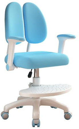 mufsceku Silla de escritorio para niños con ruedas y reposabrazos, altura ajustable, giratoria de 360°, silla de computadora para niños, silla de estudio ergonómica con soporte lumbar para niños y