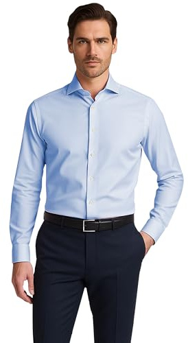 Vasego Men's Formal Dress Shirt – Regular Fit Long Sleeve Button-Down Collar Shirt, Wrinkle-Resistant Cotton Blend, Business Casual Office Wear - Ideal for Work, Wedding, Party, Or Daily Outfits