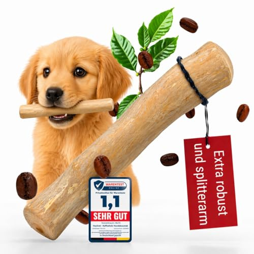 Heygret Kauknochen aus Kaffeeholz für Welpen XS – Natürliches Kauspielzeug zur Zahnpflege & Stressabbau – Langanhaltende Beschäftigung mit nachhaltigem Kauholz - Kaustab