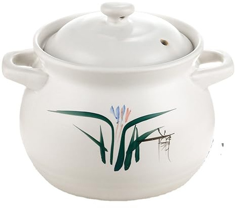 Pentola in terracotta Pentola da cucina in ceramica con coperchio per fare stufati e zuppe, 5 l