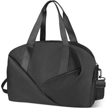 Sports Gym Bag with Shoe Compartment & Wet Pocket, 30L Black | Waterproof Duffle Holdall for Men Women, Travel Weekender Bag