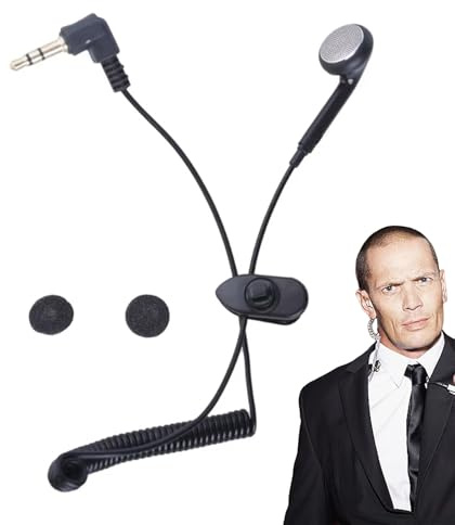 Casque monofacial avec fil à ressort - Casque mono de 3,5 mm noir - Casque filaire avec câble à ressort rétractable, bouchons d'oreille avec isolation acoustique haute fidélité adaptés aux or