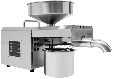 LKHDONG Pressa olio automatica elettrica 610 W frantoio automatico estrattore olio controllo della temperatura 40 – 240 °C in acciaio inox pressa olio per olio vegetale pressa per arachidi, soia