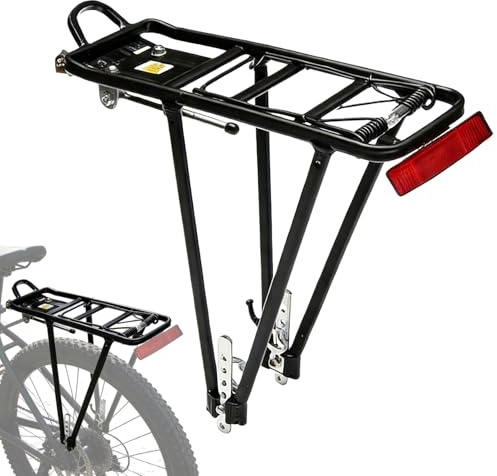 Cykelpakethållare, cykelbagagehållare justerbar för 26–29 tum, universell bagagehållare med reflektor, Touring bagagehållare, bakre cykelbagagehållare, aluminiumlegering för MTB vägcykel