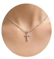 Cross Necklace for Women Girls, Stainless Steel Small Cross Necklace for Women - Non Tarnish Dainty Christian Faith Pendant Necklaces Gifts for Mom Wife, Birthday Jewelry Gift for Her
