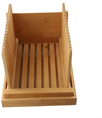 Affetta pane in legno per pane fatto in casa, guida regolabile per affettare il pane da cucina con base antiscivolo, taglia pane pieghevole per frutta e verdura (orizzontale)