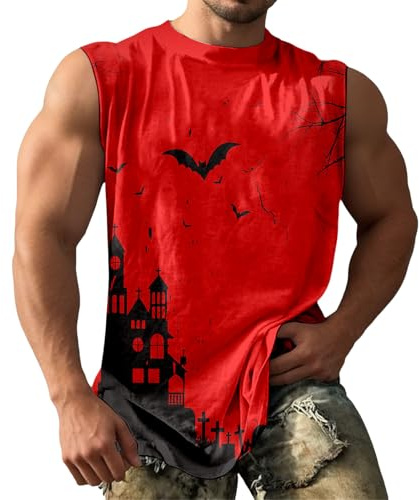 Genérico Camiseta Tirantes Hombre,camiseta básica transpirable y ajustada Camisetas de Verano Moda Fitness Impresión Chaleco ropa interior funcional fiesta extravagante Ideales para culturismo avanzad