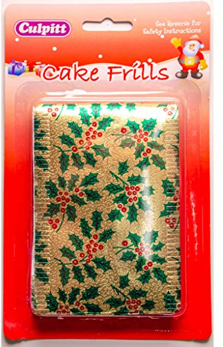 Culpitt Gold with Green Holly Design Traditional Christmas Cake Frill