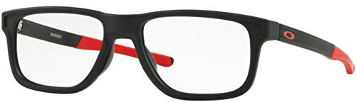Oakley OX8123 Sunder Square Eyeglass Frames, Satin Black & Red/Demo Lens, 55 mm