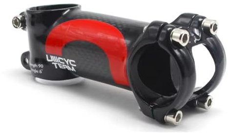 Manillar de bicicleta de carbono, aluminio ligero + manillar de bicicleta de carbono, potencia de bicicleta de montaña de 31,8 x 80 / 90/100 / 110 mm 7 grados brillo 3K (rojo, 80 mm)