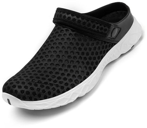 SAGUARO Unisex träskor sommar lätta trädgårdsskor storlek 36–48, Mörk svart, 37 EU
