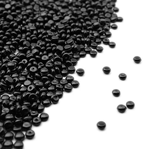 PMLAND Biglie piatte in acrilico, ciottoli, perline 3500+ pezzi da 6 mm di diametro per riempitivi per vasi, portaspazzole, spargere tavoli per feste, matrimoni, decorazioni, artigianato, colore nero