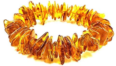 Bracciale in ambra naturale su elastico - Perle di ambra genuina - Bracciali in ambra - Perle di ambra grezza 18 cm