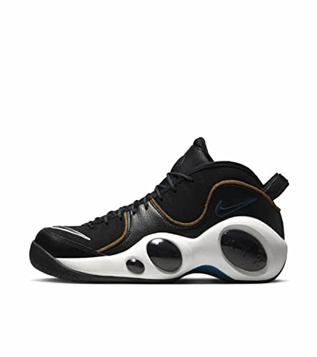Nike Air Zoom Flight 96 Chaussures de basket-ball pour homme, Noir/bleu valériane-marron, 47.5 EU
