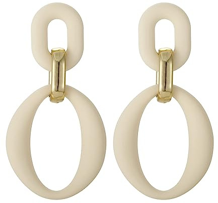 SIXDUTON Ohrringe Creole für Damen, Ovale Acryl Neon Statement Ohrringe für Frauen, Groß Hypoallergen Bunte Modeschmuck Geschenk für Kostümzubehör Karneval Mottoparty (Beige)