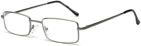 OKH Occhiali di Lettura con Cerniera a Molla di Metallo Rettangolo Anti Luce Blue, Per Uomini Uomo Lettore Di Occhiali Leggera,Visione Chiara(Grigio +4.0)