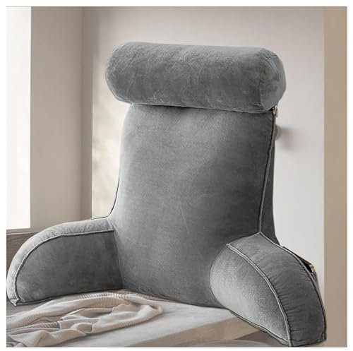 ARTSIM Lesekissen Für Bett 85 * 40 * 60cm Rückenstützkissen mit Waschbarer Bezug und Aufbewahrungsbeutel, Sitzkissen Mit Rückenlehne zum Entspannen Lesen,Fernsehen,Grey