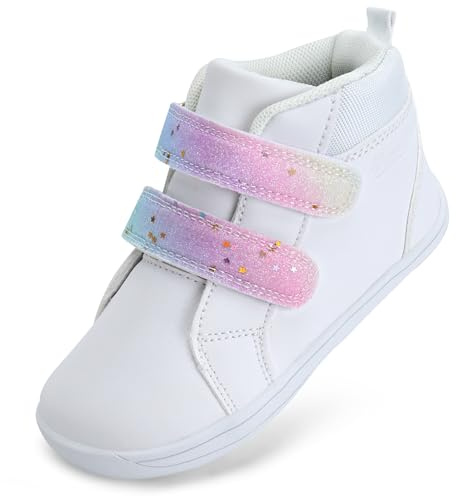 Chaussures d'hiver pieds nus pour enfant garçon et fille - Chaussures de randonnée larges pieds nus - Chaussures d'hiver hautes, Blanc., 25 EU
