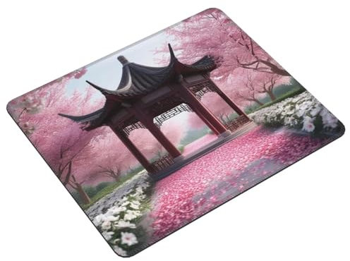Mouse Pad, Mouse Mat With Stitched Edges, Pavilion cherry blossoms Desk Mat, Mousepad With Anti-Slip Base, Cool Desk Pad Waterproof, Resistant Surface Home Office Gaming Room Mouse Pad 260x210mm w-22