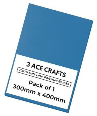 3 Ace Crafts 300mm x 400mm Double Sided Thick Lino Sheets (Pack of 1) - 3.2mm Extra Soft Polymer Blocks, Polymer Sheets for Printing, Carving Art and Craft, Printing Tiles, Soft Lino Printing Sheets