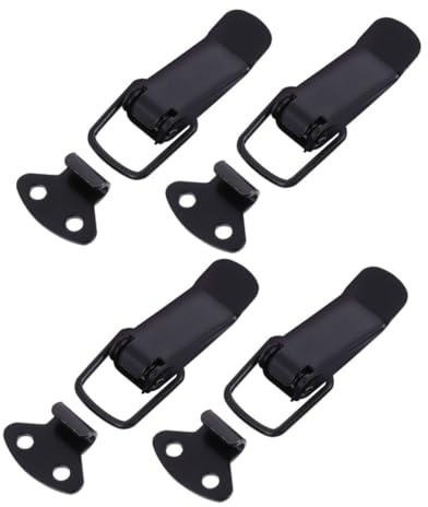 Ciieeo Set de Loquets à Bascule Serrure de Tension Facile à Utiliser Lot de 4 en Fer Noir Incluant 16 avec Ressort pour Portes et Fenêtres, pour Usage Industriel et Domestique