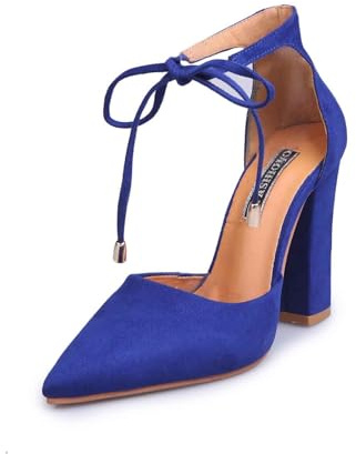 Chaussures de costume traditionnel pour femme - Escarpins à lanières élégantes - Escarpins à lanières sexy - Escarpins à lanières avec talon bavarois épais, Bleu A1., 38 EU
