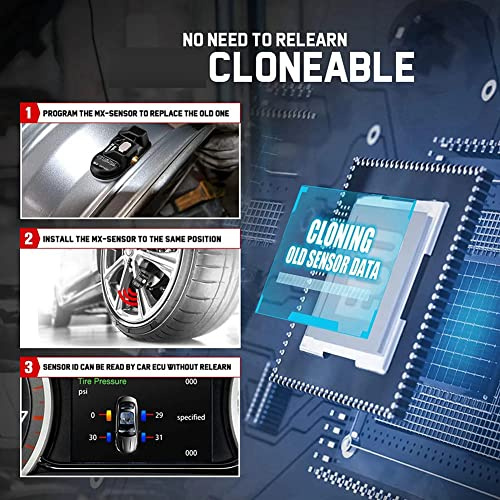 Jrudjsnhhty 1 Sensor MX Programable 315 MHz + 433 MHz Universal 2 en 1 de Control de PresióN de NeumáTicos TPMS Tool-Program para