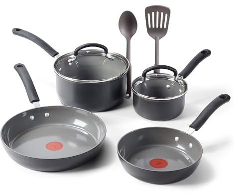 T-fal Ultimate Ceramic Nonstick Cookware Set 8-Piece, Pots and Pans