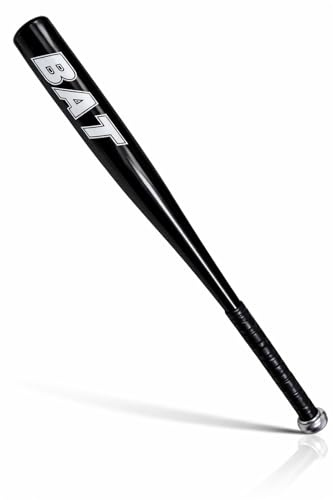 Bate de Béisbol de Aluminio 72cm, Súper Resistente, Potente y Seguro, Ideal para Juego al Aire Libre, Entrenamiento, Deporte y Uso Recreativo, Diseño Ergonómico para Adultos y Jóvenes (Negro)