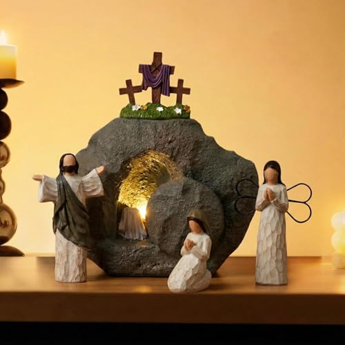 Espositore Tomba Di Pasqua - Scena Pasquale | Figure Religiose Ornamentali | Arredamento Primaverile Cristiano | Tomba Vuota Decorazione, Perfecta Per Mensola, Arredamento Primaverile E Chiesa