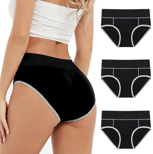 Heavy Flow Period Pants for Women, Ladies 60ML Absorbency Physiological Underpants Extra Protection Breathable Leakproof Washable Disposable Menstrual Knickers Postpartum Underwear Briefs Pack of 3