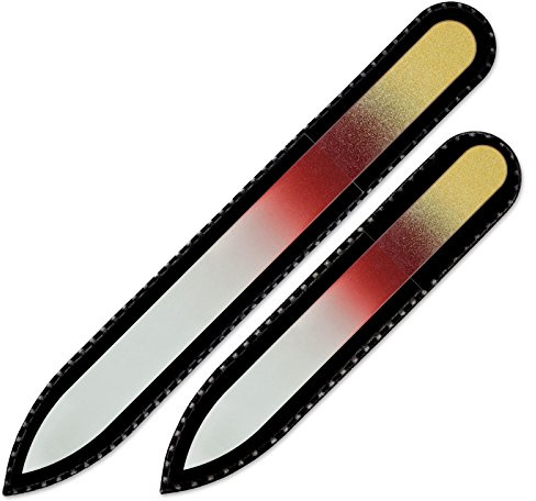 Mont Bleu Conjunto de 2 limas de uñas de cristal de color en estuche de negro - vidrio templado checo auténtico - Fabricado a mano en la República Checa
