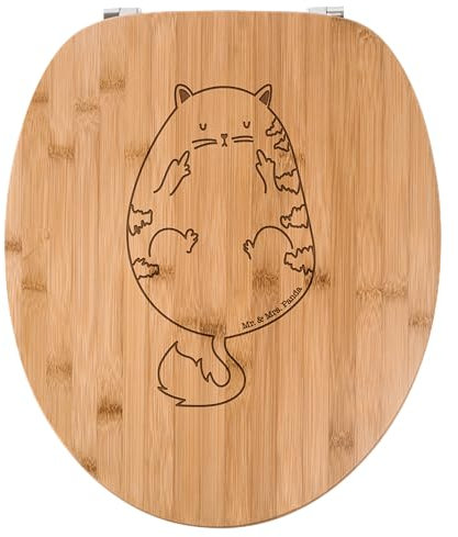 Mr. & Mrs. Panda WC Sitz Katze Frühaufsteher - Geschenk, witzig, Katzenliebhaber, Morgenmuffel, Katzenfan, Klodeckel, Mietze, Klobrille, Kater,