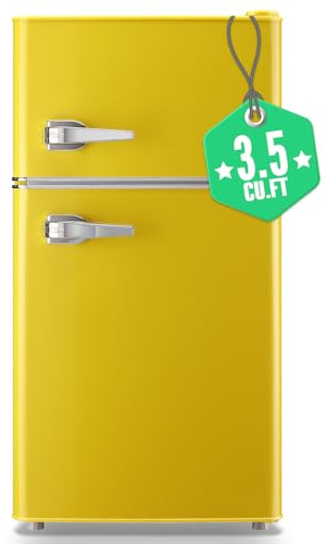 WANAI Compact Refrigerator 3.2 Cu.Ft Retro Dual Door Mini Fridge with Freezer Adjustable Remove Glass Shelves Small Refrigerator Suitable for Dorm Garage and Office