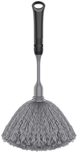 MR.SIGA Plumero Delicado de Microfibra, cómodo Mango Antideslizante, Cabezal Desmontable Lavable, Gris y Negro