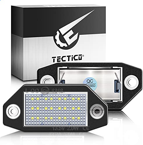 TECTICO LED Kennzeichenbeleuchtung Nummernschildbeleuchtung SMD Canbus Ultra Weiß Kompatibel mit Ford Mondeo Mk3, 2 Stücke