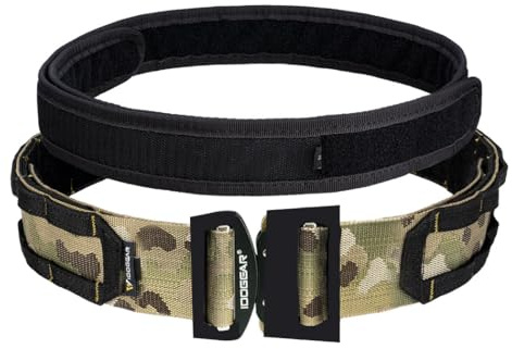 IDOGEAR 2 Zoll Taktischer Gürtel Combat Schnellverschlussschnalle Rigger Gürtel im Militärstil Molle Strapazierfähiges Gurtsystem 2 Zoll Außengurt und 1,75 Innengurtset (Large, Multi-camo)