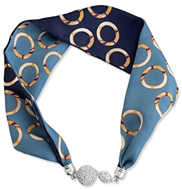 LumiSyne Donna Moda Sciarpa Di Seta Collana Facile Fibbia Magnetica Con Strass Bling Piccolo Stretta Fazzoletto Decorativo Collana Choker Foulard Fascia Per Capelli Copricapo Sciarpa Con Ciondolo