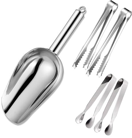 JOYSKY Edelstahl Eisschaufel Zange und Schaufeln Servierzange Klein Candy Eisschaufel für Küche Bar Hochzeit Buffet Supermarkt, Mehlschaufel, futterschaufel, eisportionierer klein,gartenschaufel klein