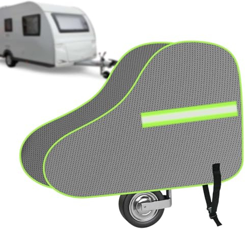 URAQT Dragkrok lock, universellt vattentätt dragkrok skydd med rem, dragstång släpvagn skydd med reflekterande remsa, lämplig för husbil och husvagn (grå/grön)