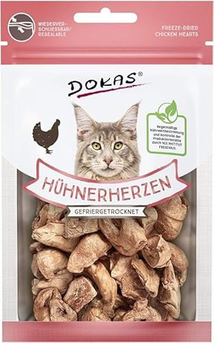 Dokas Katzensnack, natürlich, Hühnerherzen, 6 x 15 g