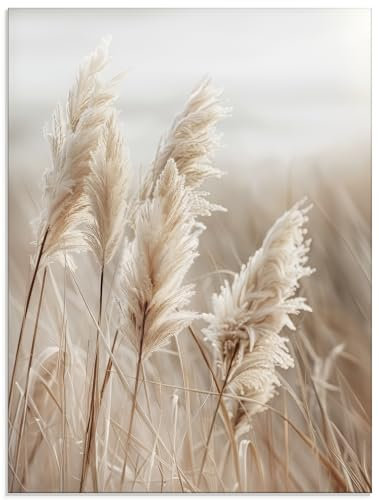 ARTland Wanddeko Glasbilder Wandbild Glas Bild 45x60 cm Pflanzen natural elements Gräser Pampasgras Schilf Boho Deko U5GN