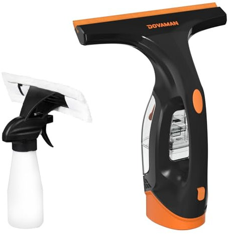 DOVAMAN WC01A Window Vac, 30min Runtime, 280mm Nozzle, 150ml Water Tank, Spray Bottle and 2 Microfibre Cloths, 700g Lightweight, Cordless Window Vacuum Cleaner for Windows, Tiles and Smooth Surfaces